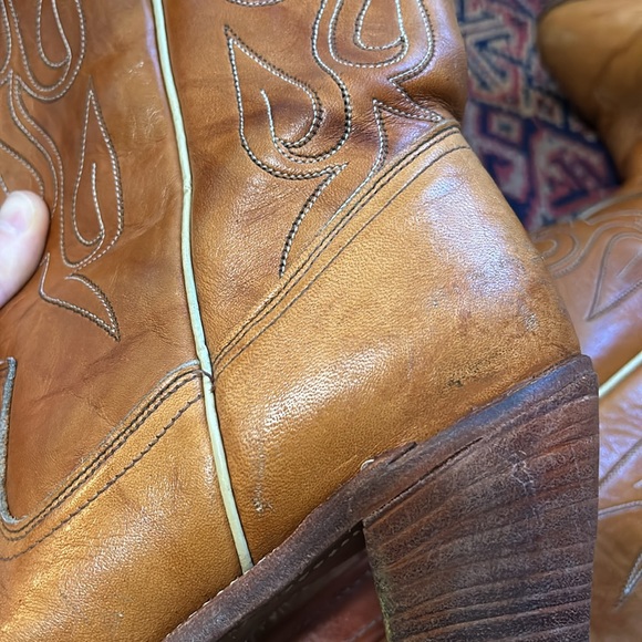 Vintage 70s RARE Acme floral and leaf Heeled Western mid calf boot sz 8.5 - Picture 16 of 16